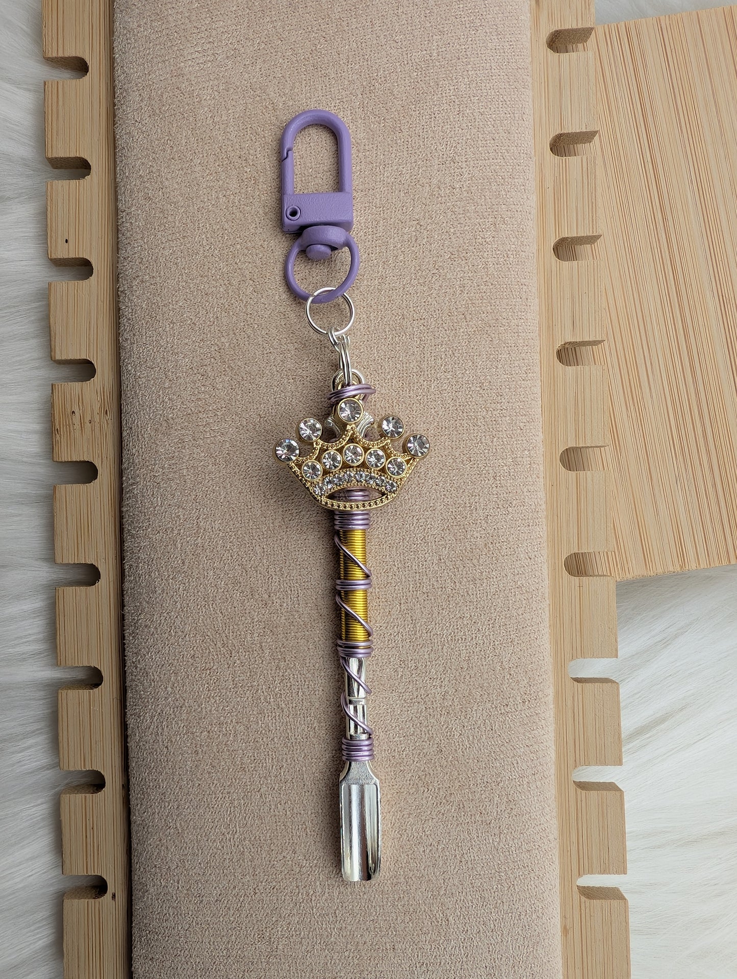 Crown Wire Wrapped Mini Spoon Keychain