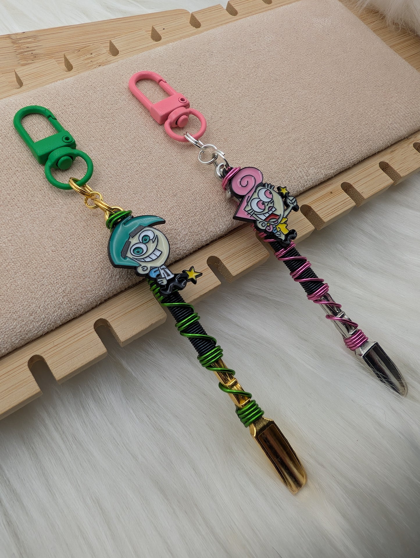 Pink and Green Cartoon Fairy Wire Wrapped Mini Spoons