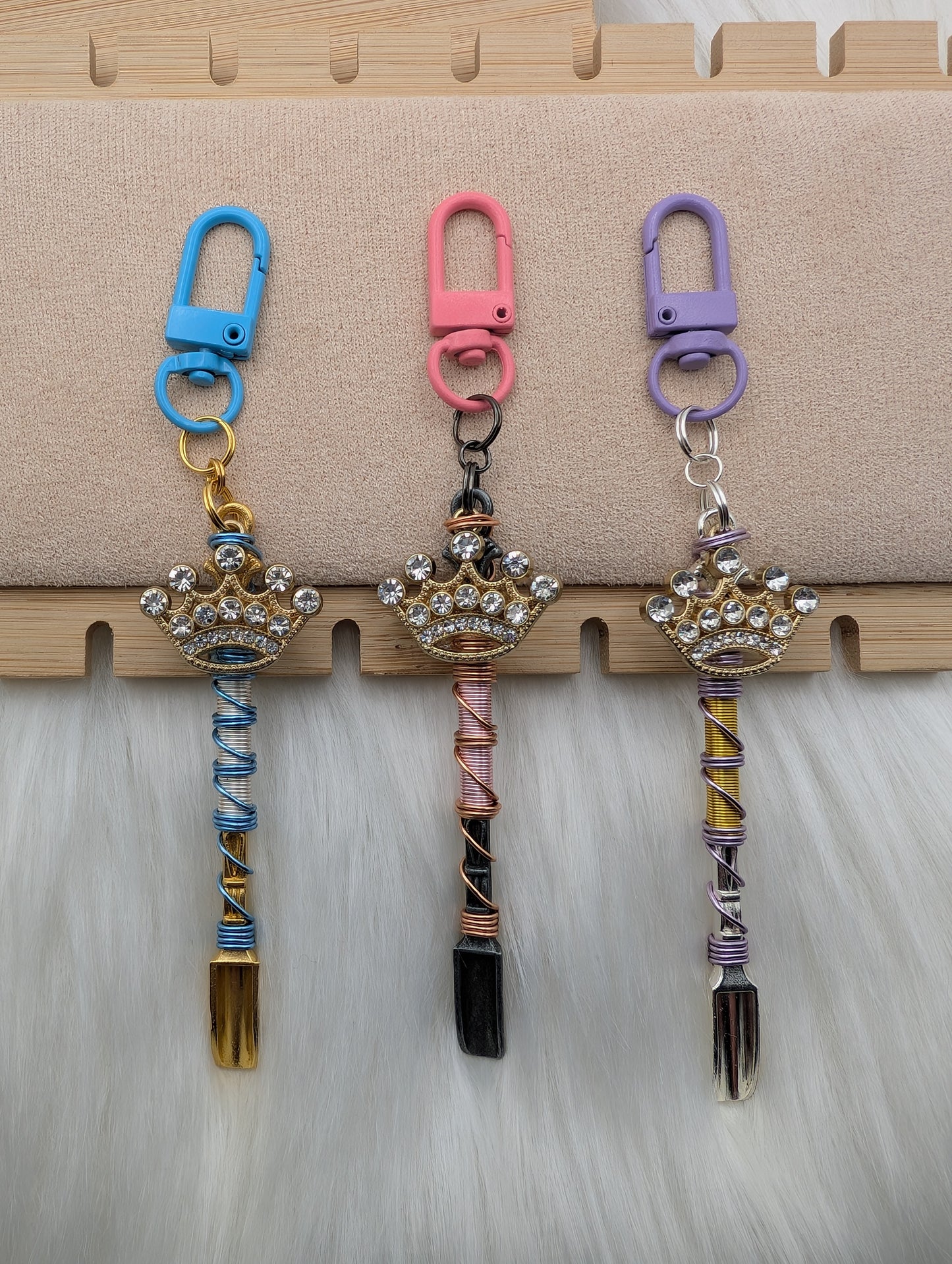 Crown Wire Wrapped Mini Spoon Keychain
