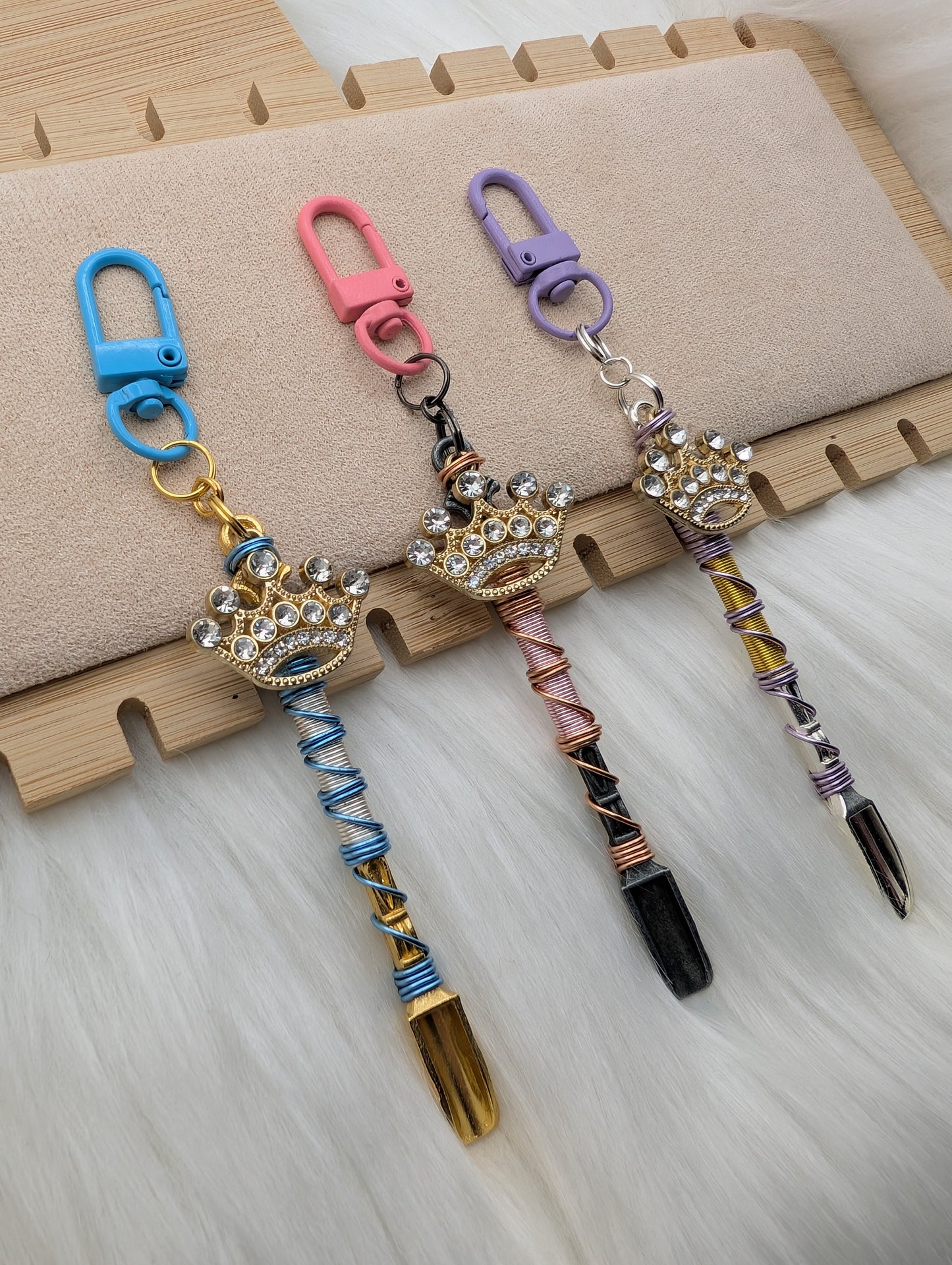 Crown Wire Wrapped Mini Spoon Keychain