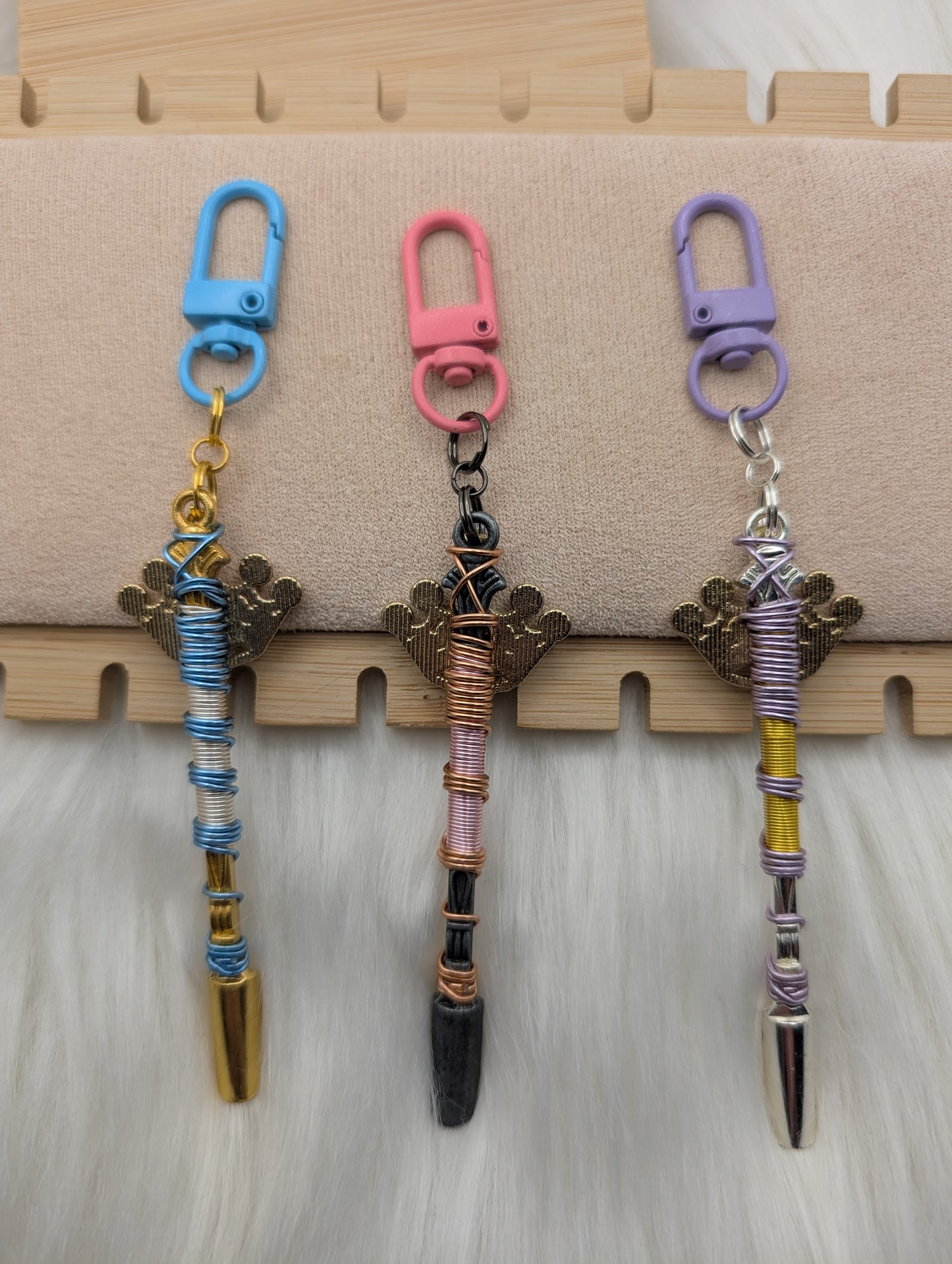 Crown Wire Wrapped Mini Spoon Keychain