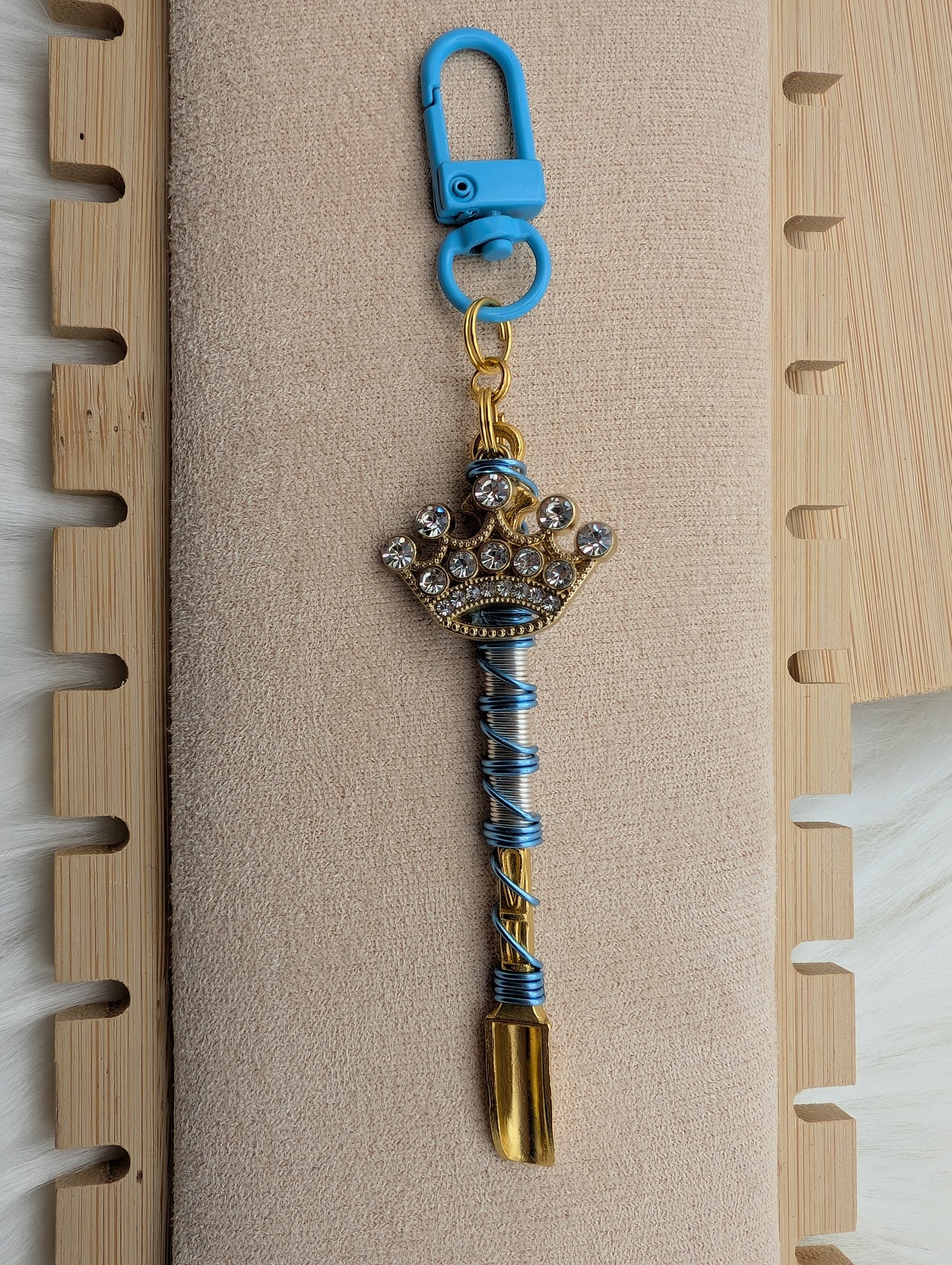 Crown Wire Wrapped Mini Spoon Keychain