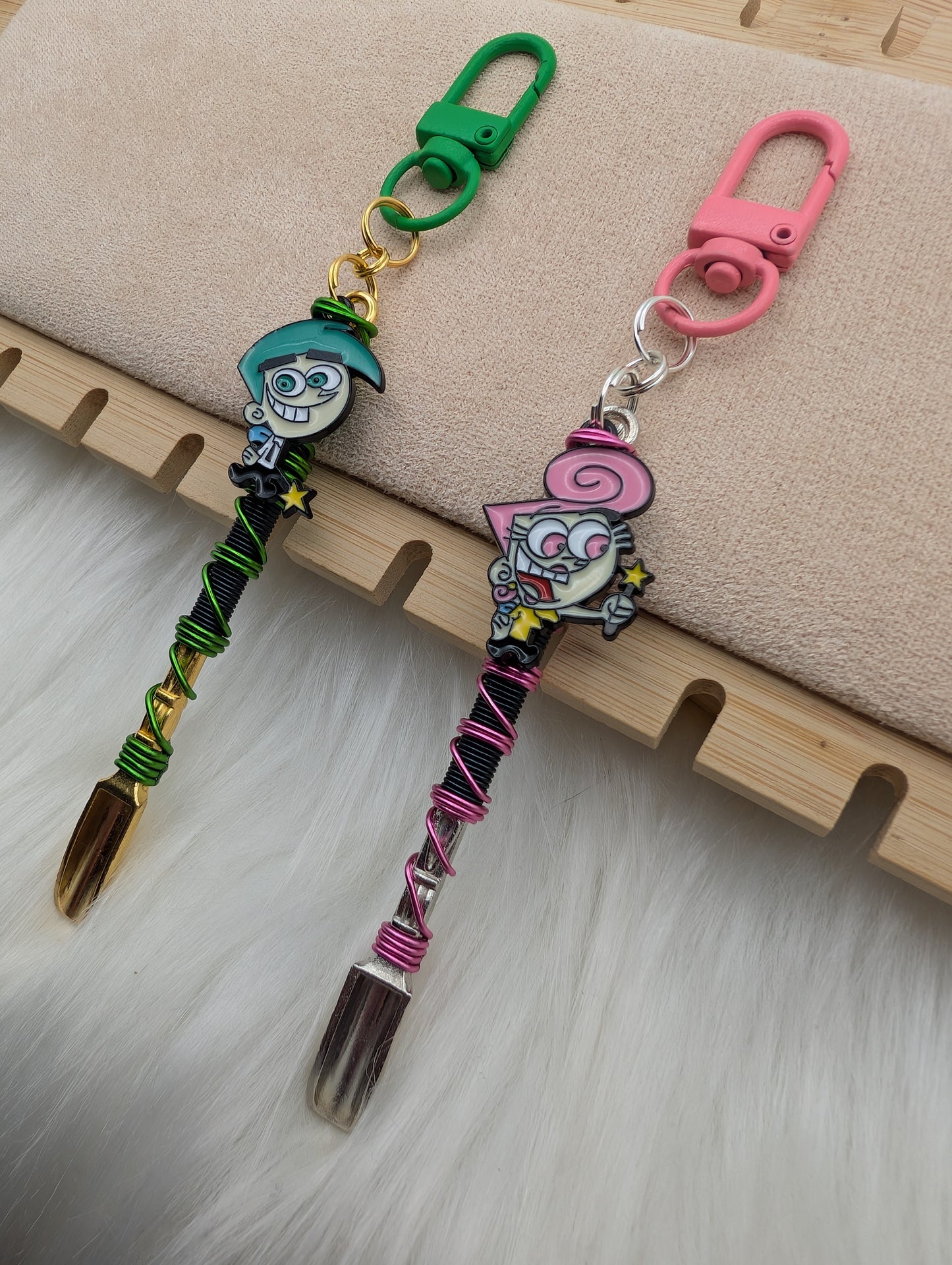 Pink and Green Cartoon Fairy Wire Wrapped Mini Spoons