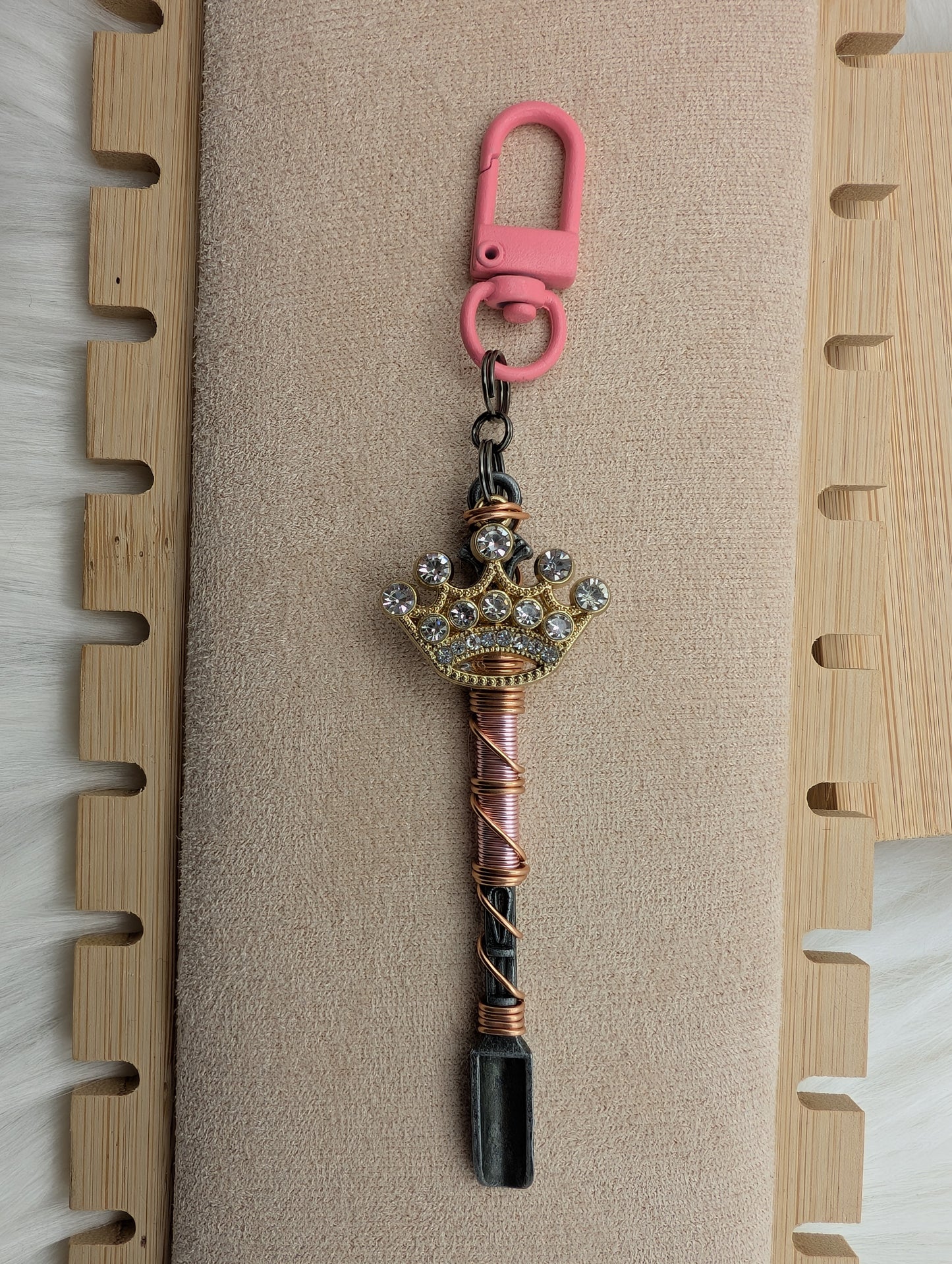 Crown Wire Wrapped Mini Spoon Keychain