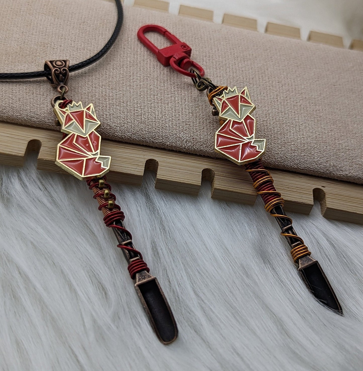 Fox Wire Wrapped Spoon Necklace and Keychain - Groove Spoons