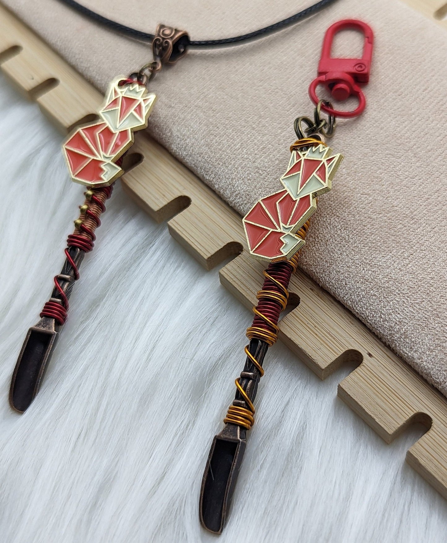 Fox Wire Wrapped Spoon Necklace and Keychain - Groove Spoons