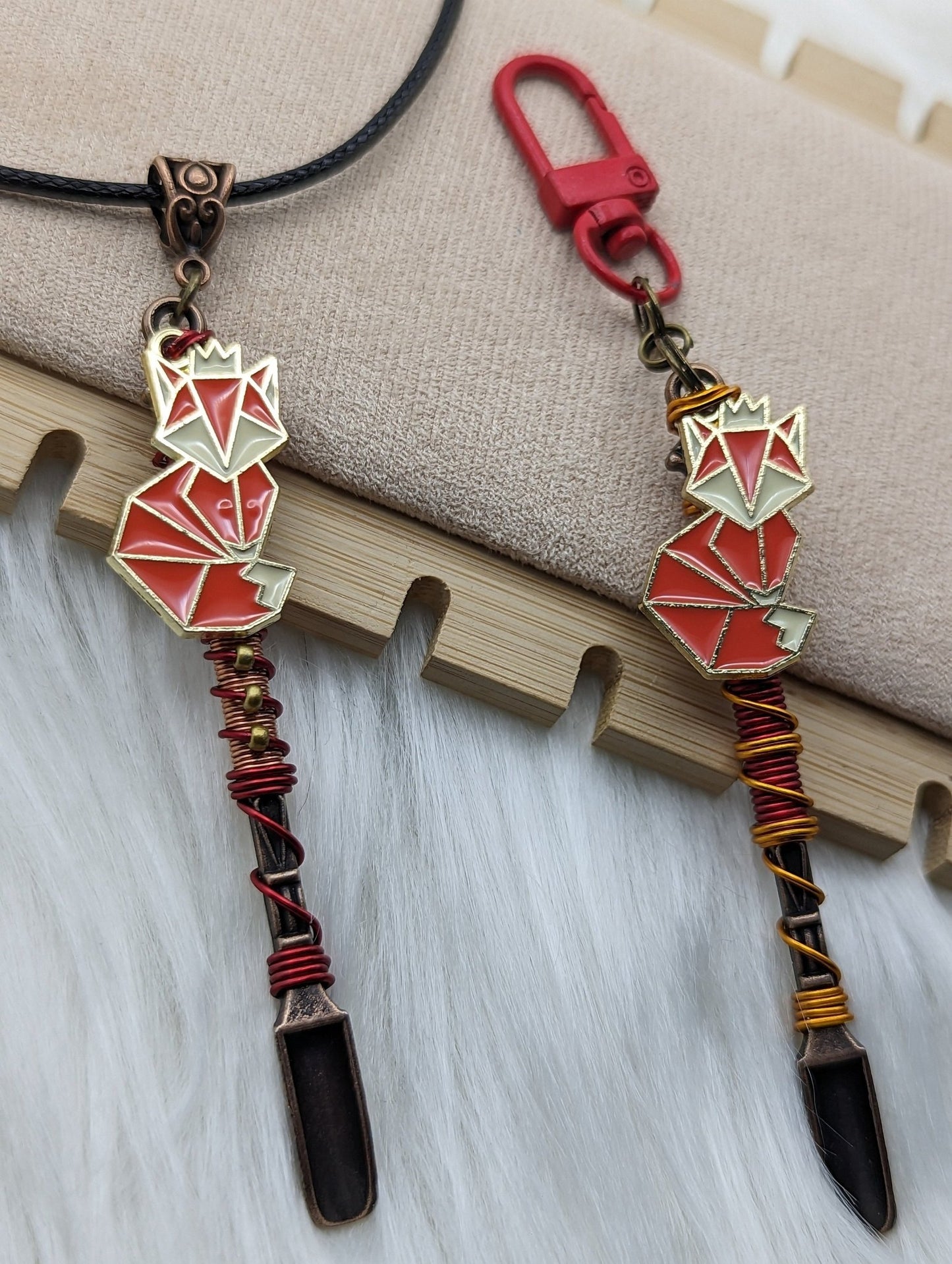 Fox Wire Wrapped Spoon Necklace and Keychain - Groove Spoons