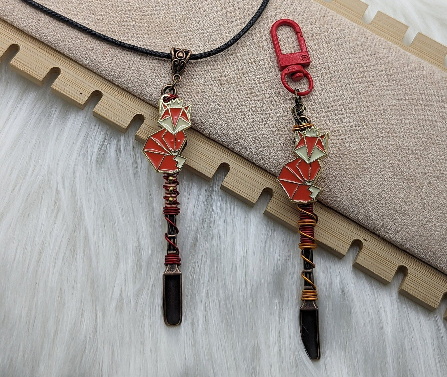 Fox Wire Wrapped Spoon Necklace and Keychain - Groove Spoons