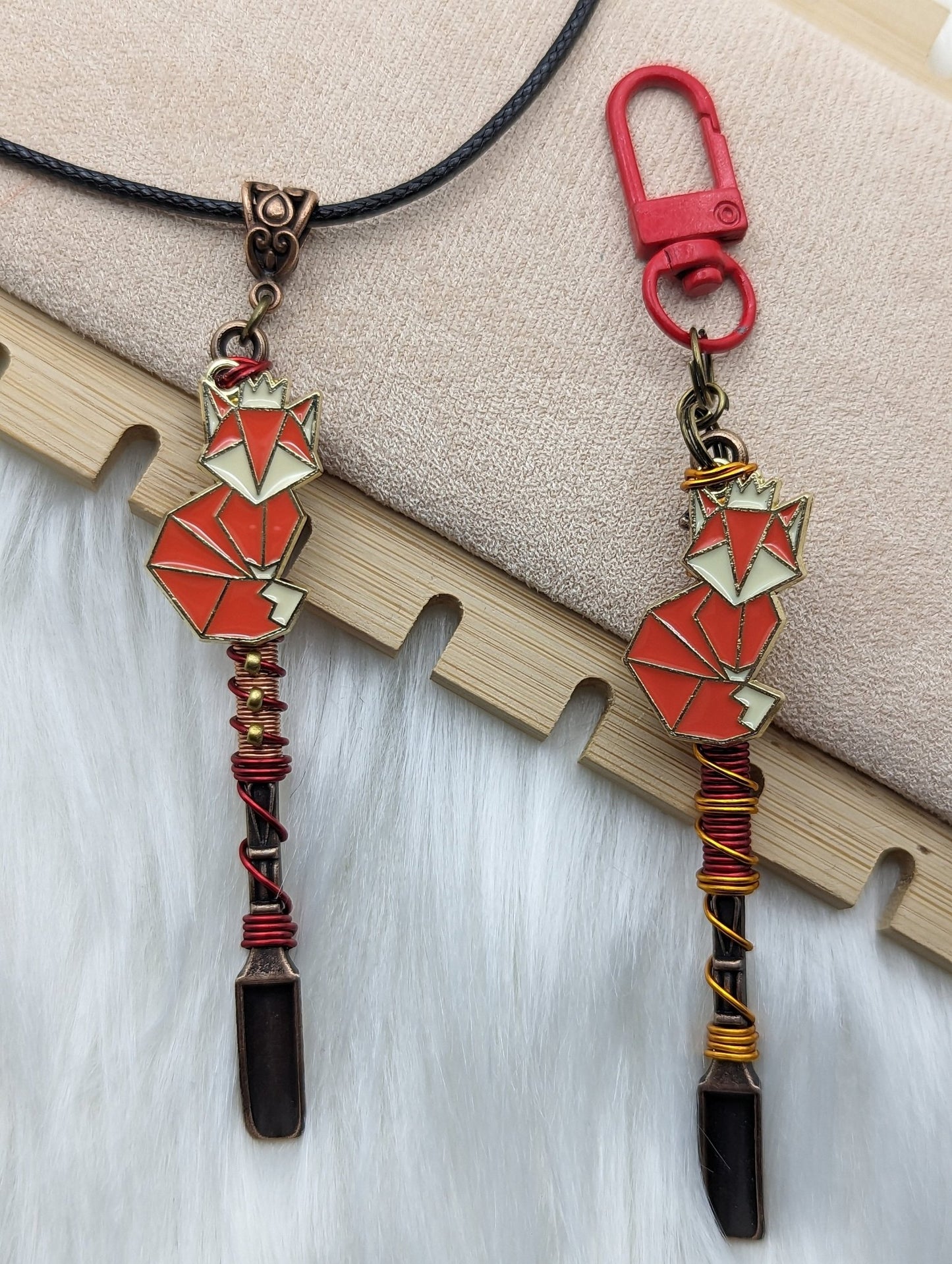 Fox Wire Wrapped Spoon Necklace and Keychain - Groove Spoons