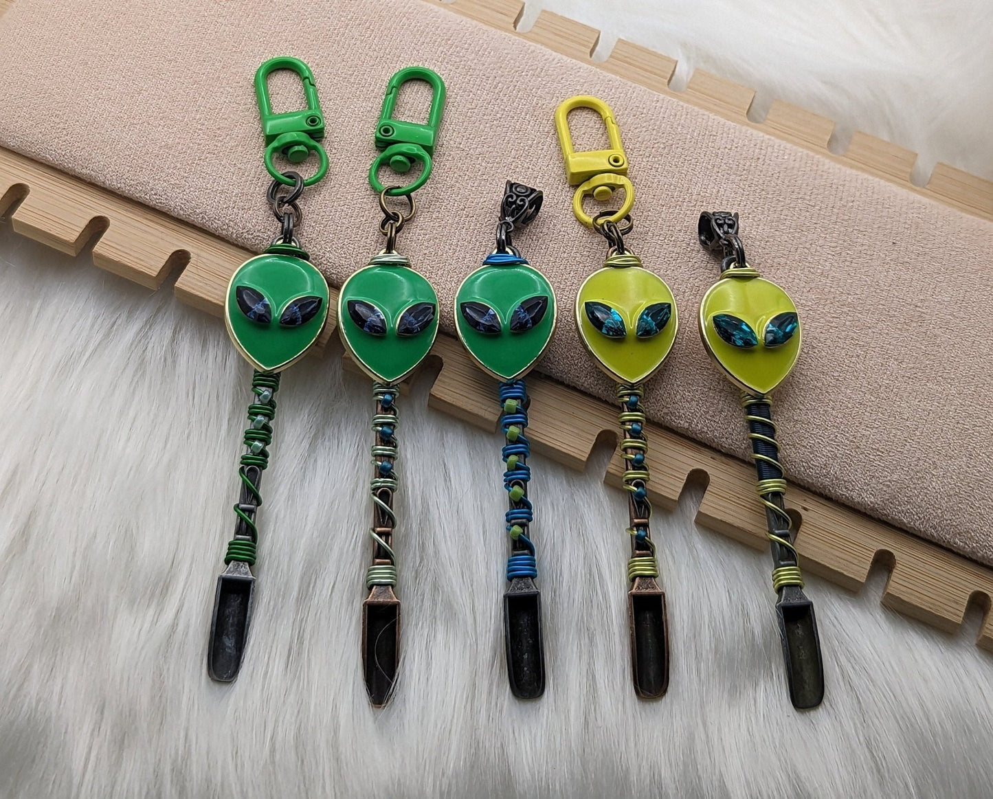 Jeweled Alien Wire Wrapped Mini Spoons - Groove Spoons