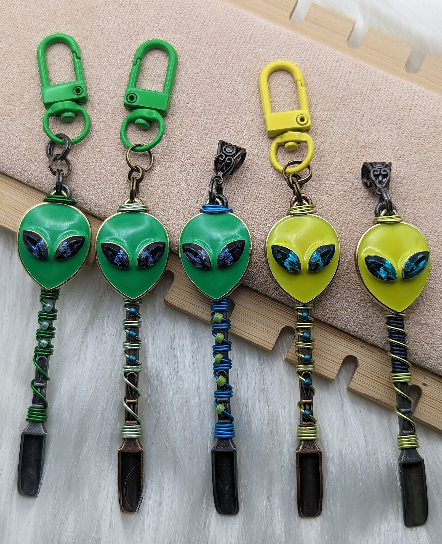 Jeweled Alien Wire Wrapped Mini Spoons - Groove Spoons