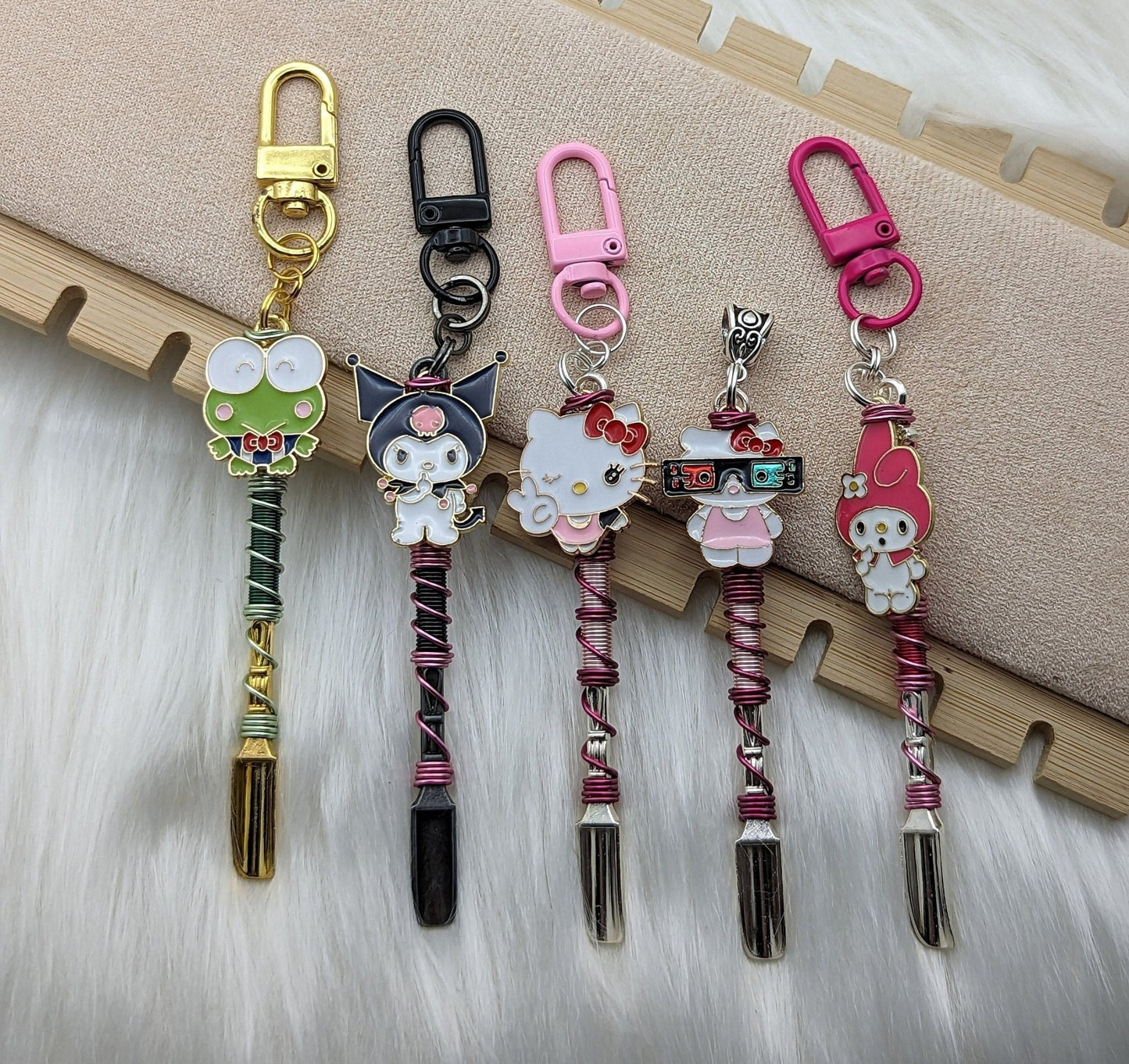 Kitty and Friends Wire Wrapped Mini Spoon Necklaces and Keychains - Groove Spoons