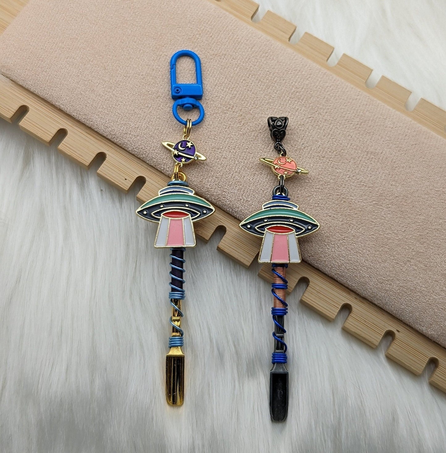 UFO Wire Wrapped Mini Spoon Necklaces and Keychains - Groove Spoons