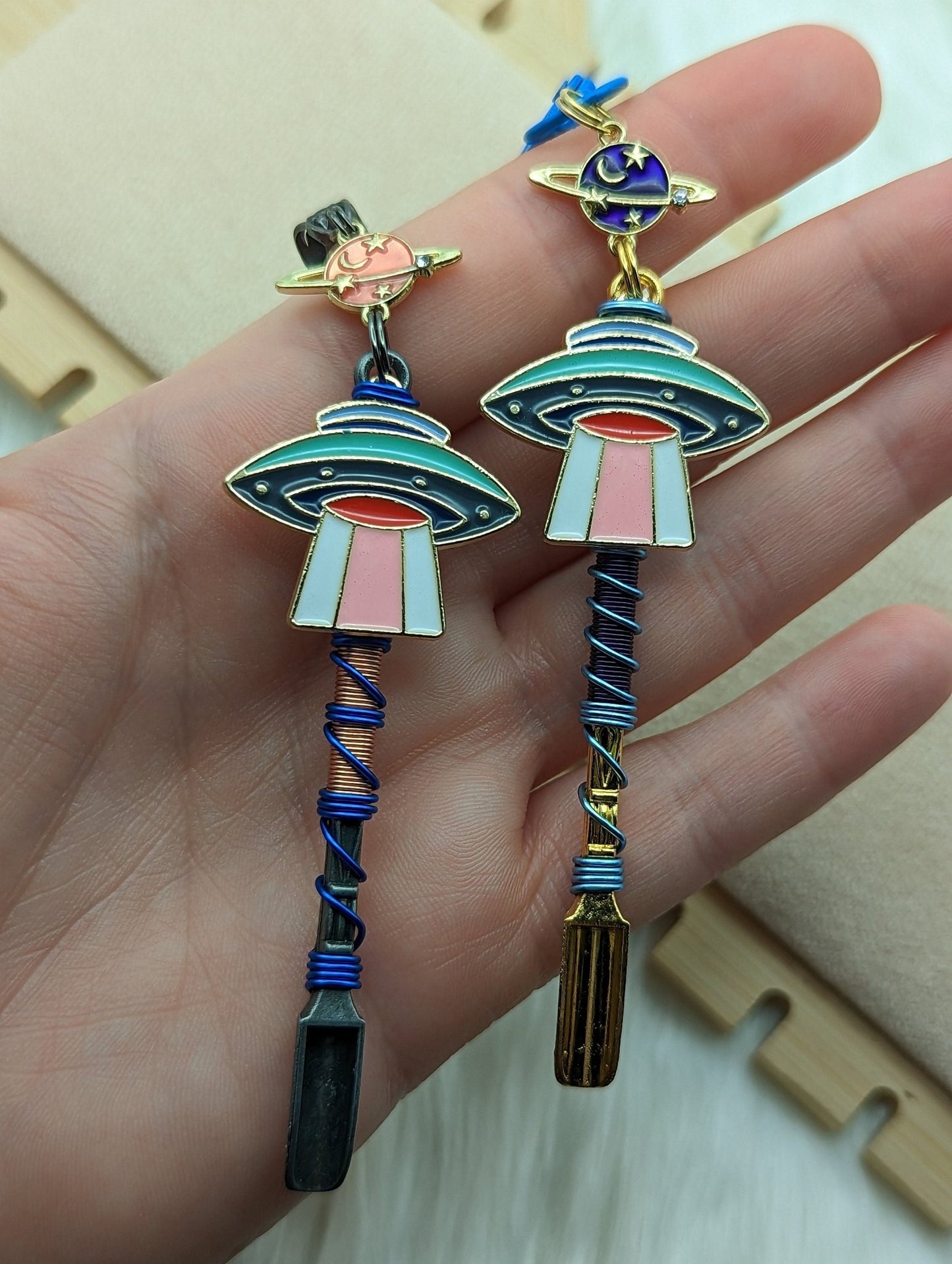 UFO Wire Wrapped Mini Spoon Necklaces and Keychains - Groove Spoons
