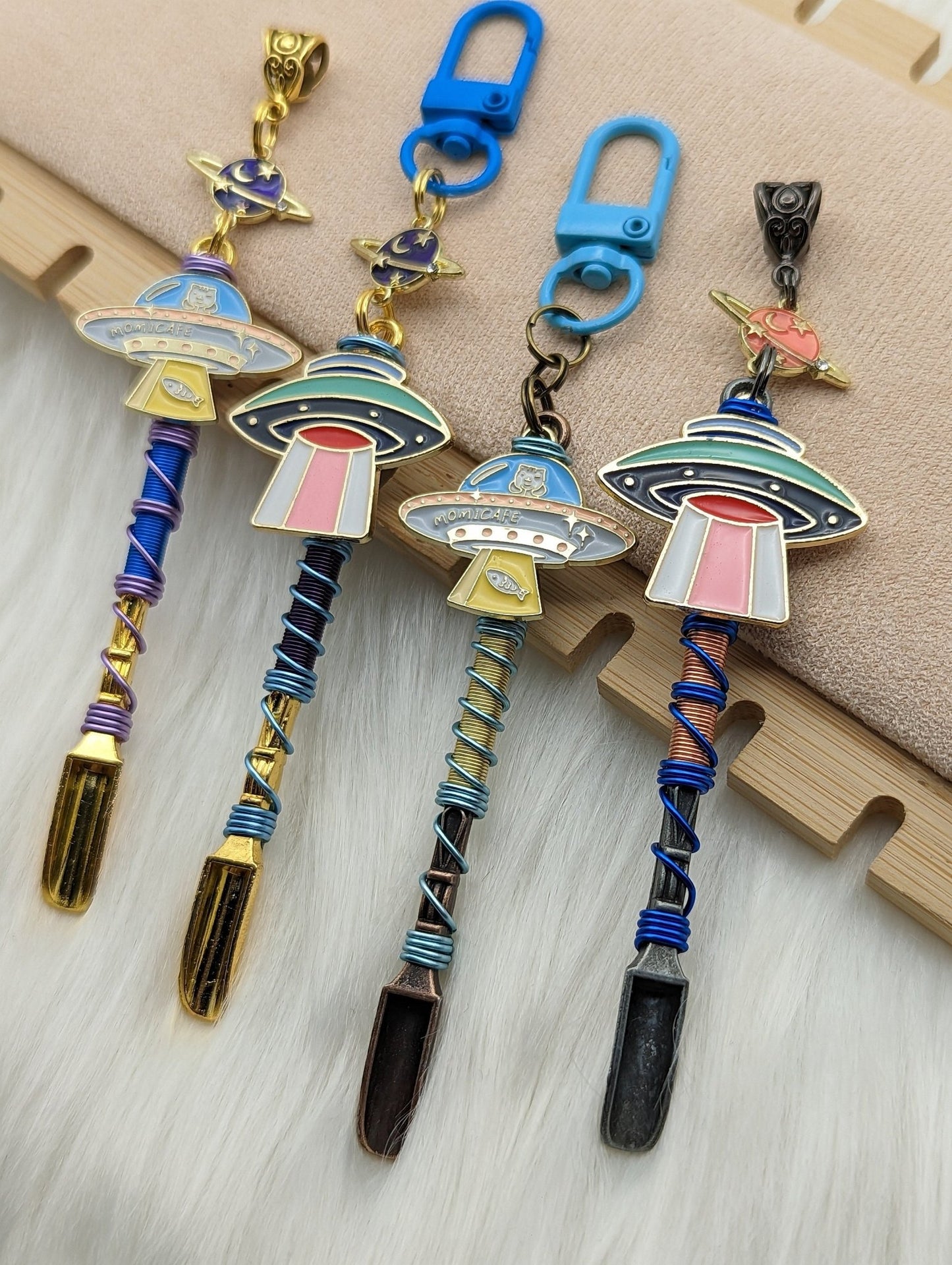 UFO Wire Wrapped Mini Spoon Necklaces and Keychains - Groove Spoons