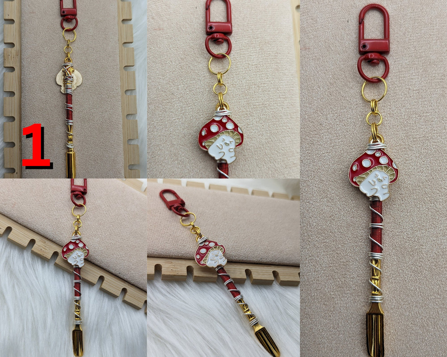 Wire Wrapped Mushroom Mini Spoon Necklaces and Keychains - Groove Spoons