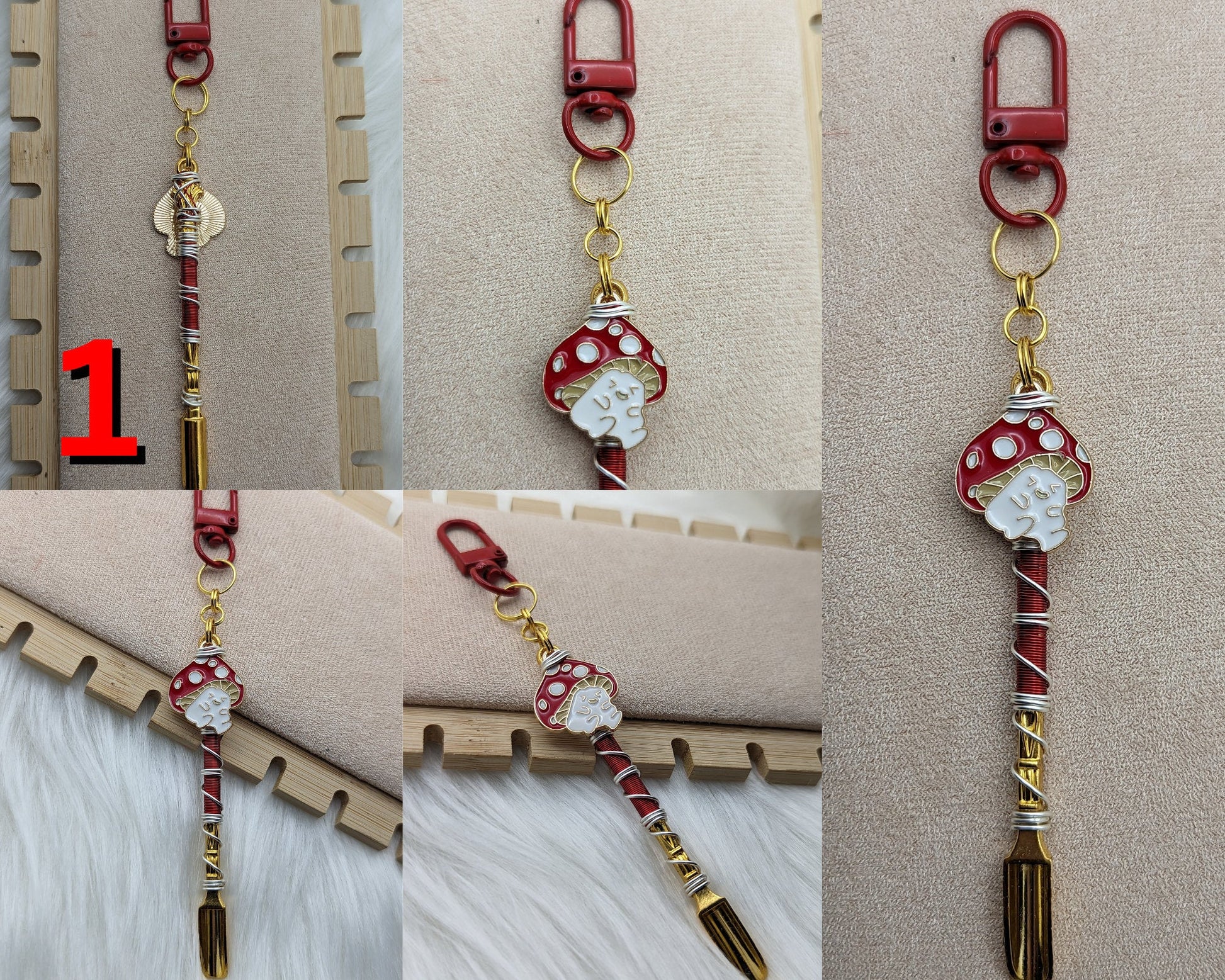 Wire Wrapped Mushroom Mini Spoon Necklaces and Keychains - Groove Spoons