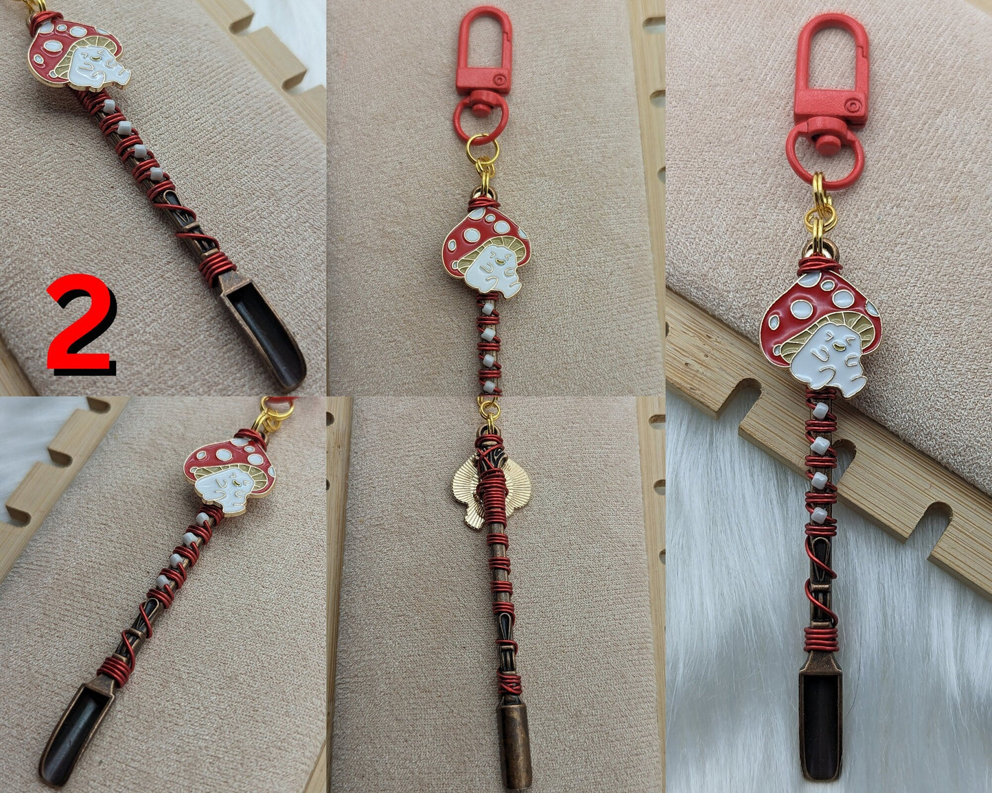 Wire Wrapped Mushroom Mini Spoon Necklaces and Keychains - Groove Spoons