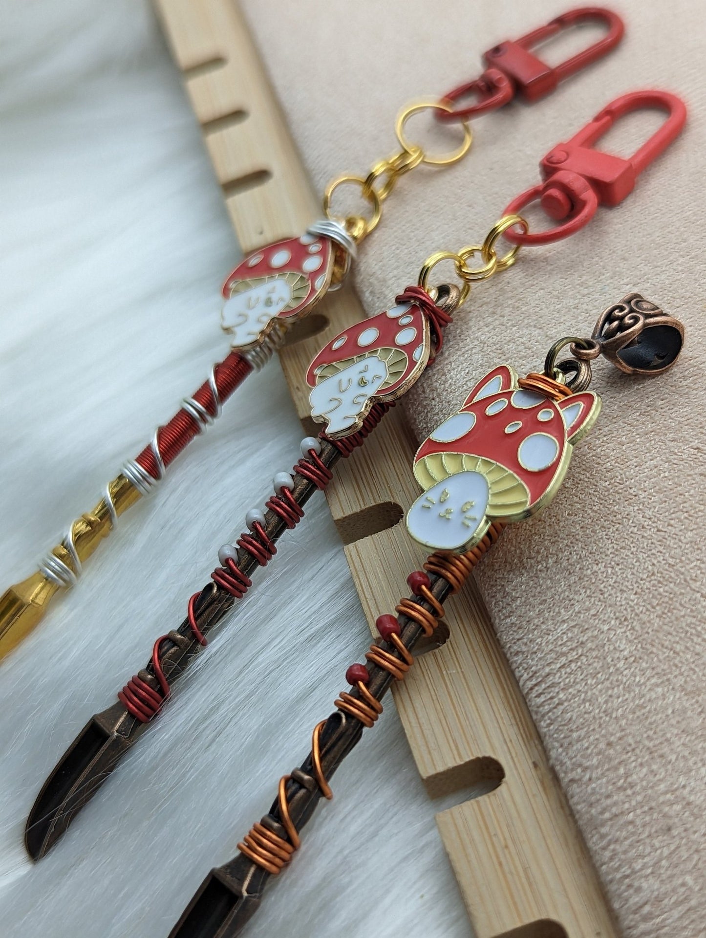 Wire Wrapped Mushroom Mini Spoon Necklaces and Keychains - Groove Spoons