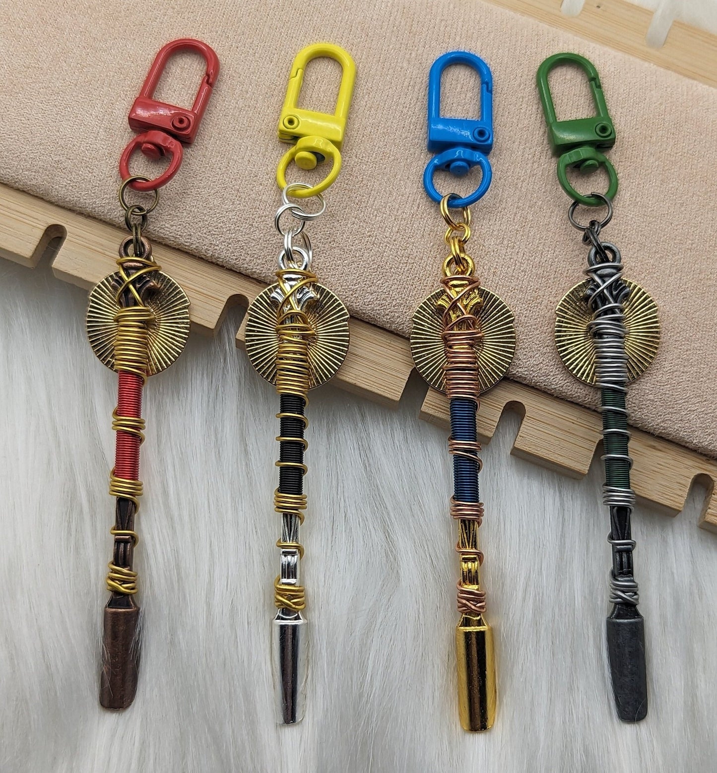 Wizard Themed Wire Wrapped Mini Spoon Necklaces and Keychains - Groove Spoons