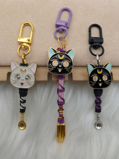 White and Black Kitty Double-Sided Mini Spoons