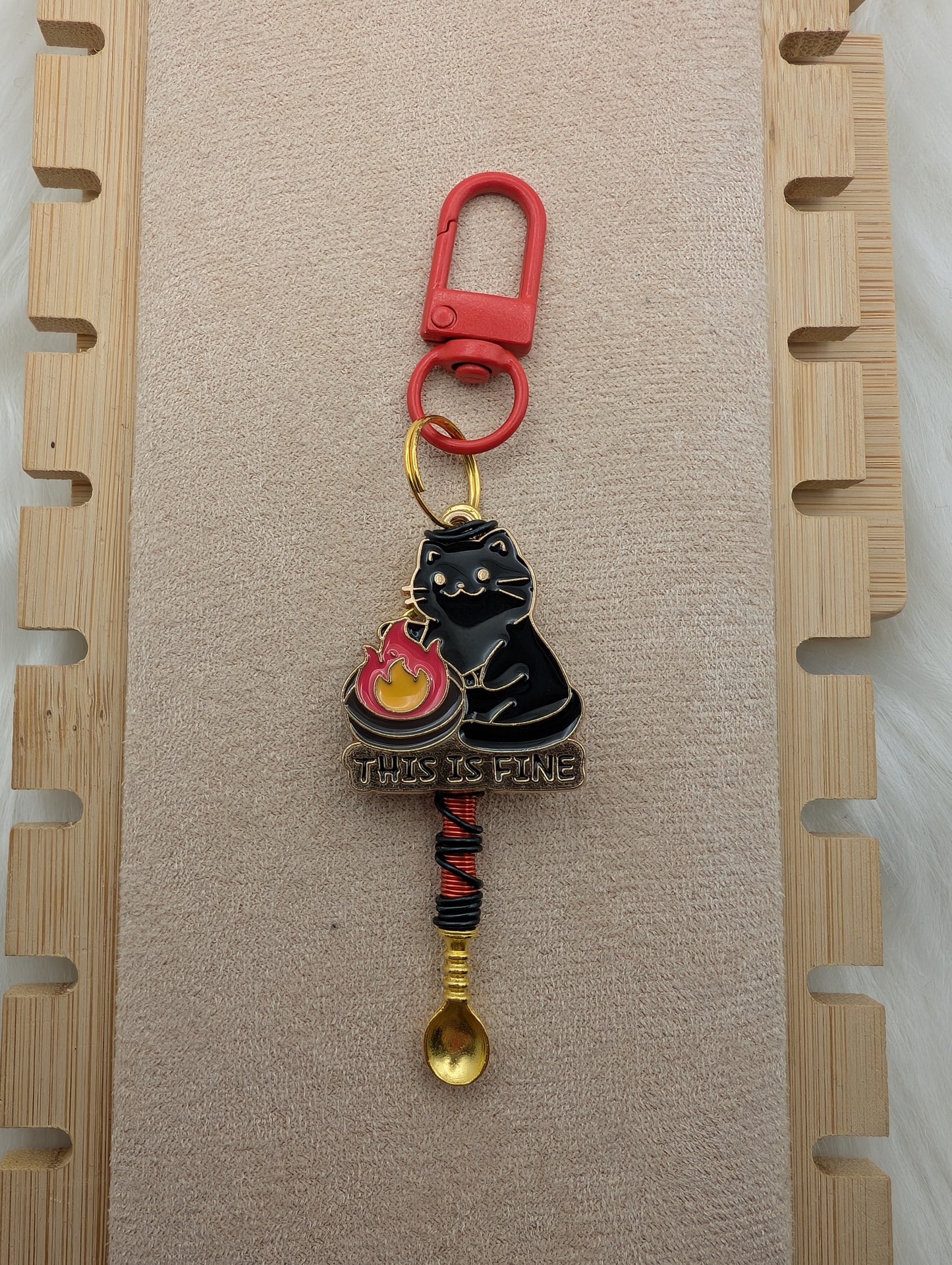 "This is Fine" Meme Cat Wire Wrapped Spoon