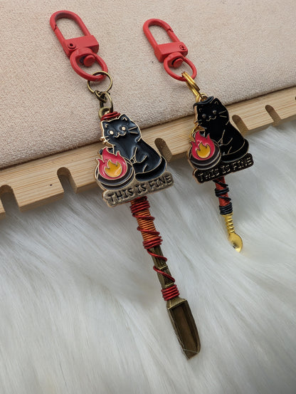 "This is Fine" Meme Cat Wire Wrapped Spoon