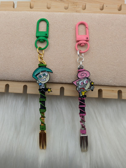 Pink and Green Cartoon Fairy Wire Wrapped Mini Spoons