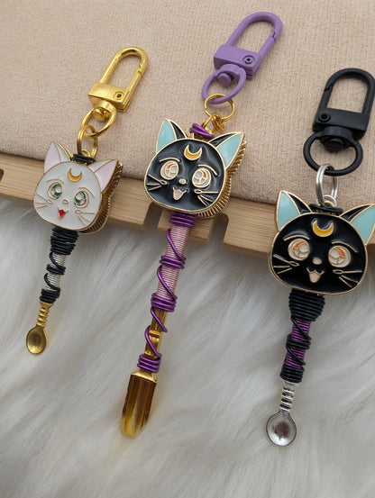 White and Black Kitty Double-Sided Mini Spoons