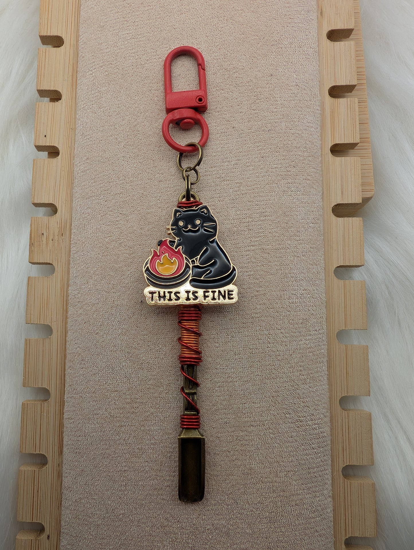 "This is Fine" Meme Cat Wire Wrapped Spoon