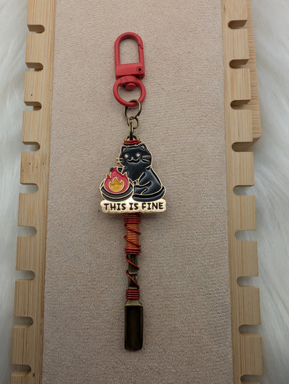 "This is Fine" Meme Cat Wire Wrapped Spoon
