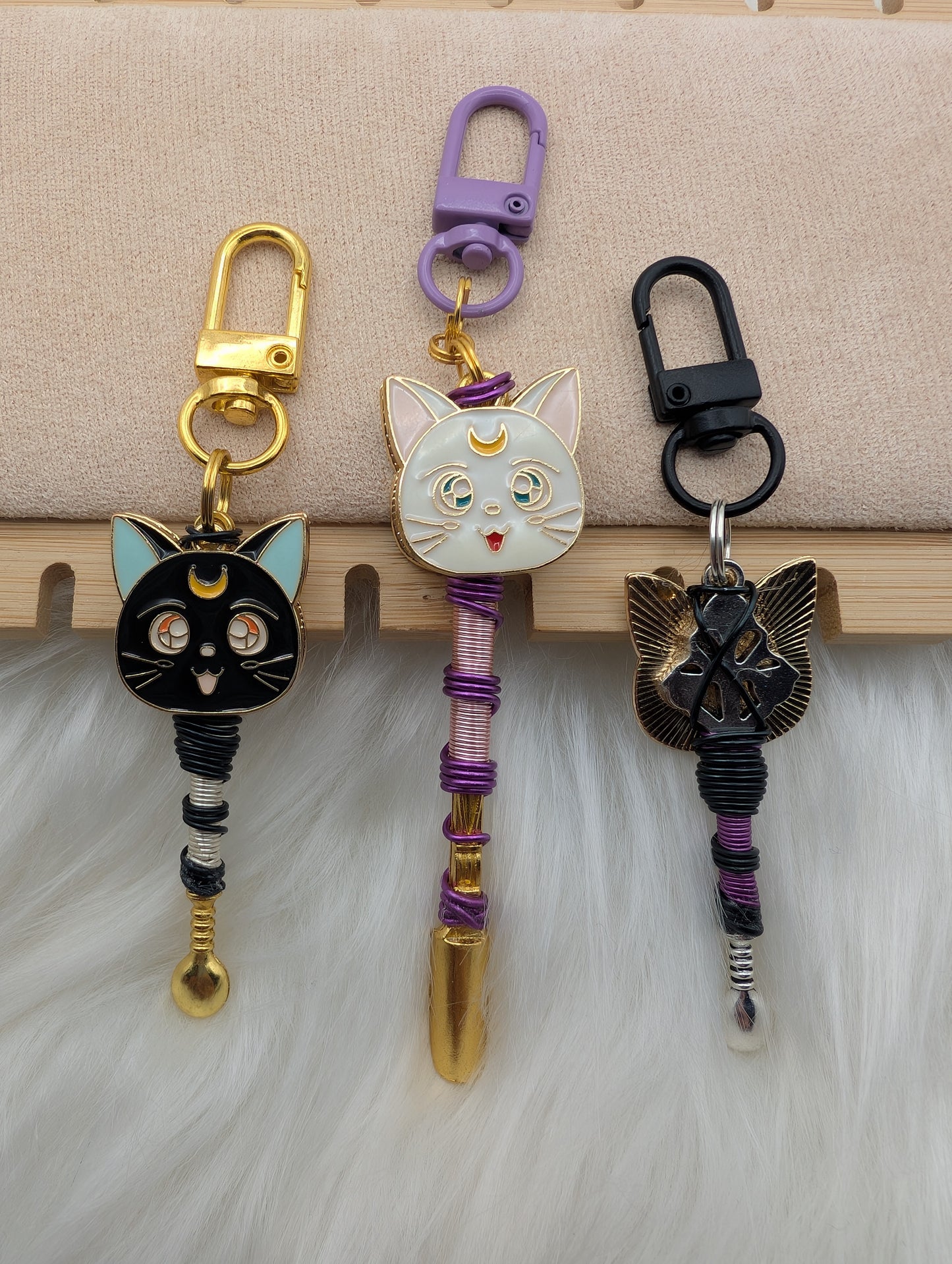 White and Black Kitty Double-Sided Mini Spoons