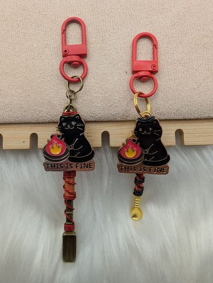 "This is Fine" Meme Cat Wire Wrapped Spoon