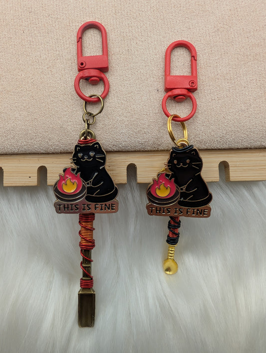 "This is Fine" Meme Cat Wire Wrapped Spoon