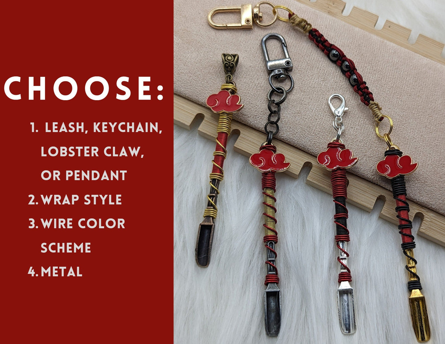 Customizable Red Cloud Mini Spoon Necklaces and Keychains - Groove Spoons