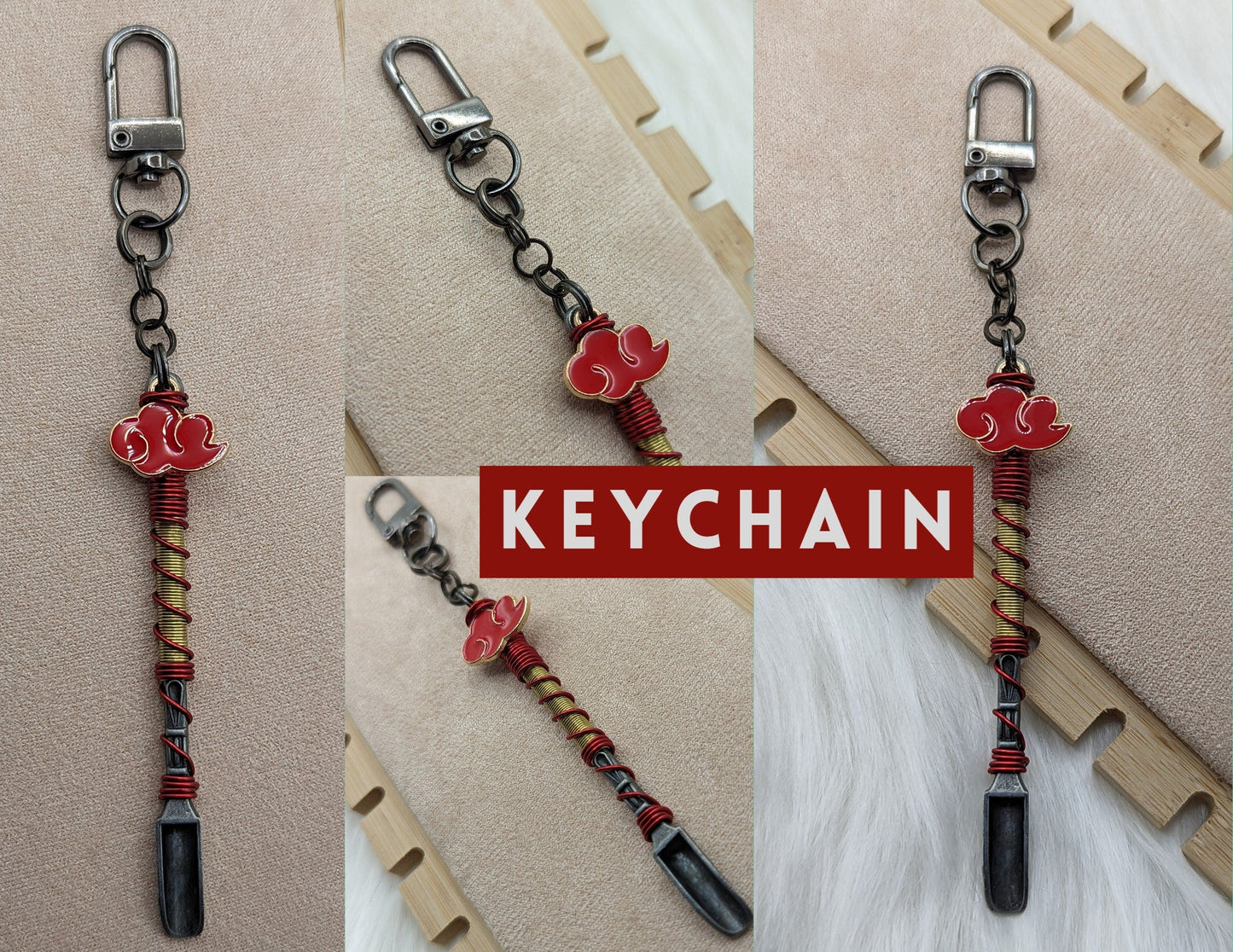 Customizable Red Cloud Mini Spoon Necklaces and Keychains - Groove Spoons