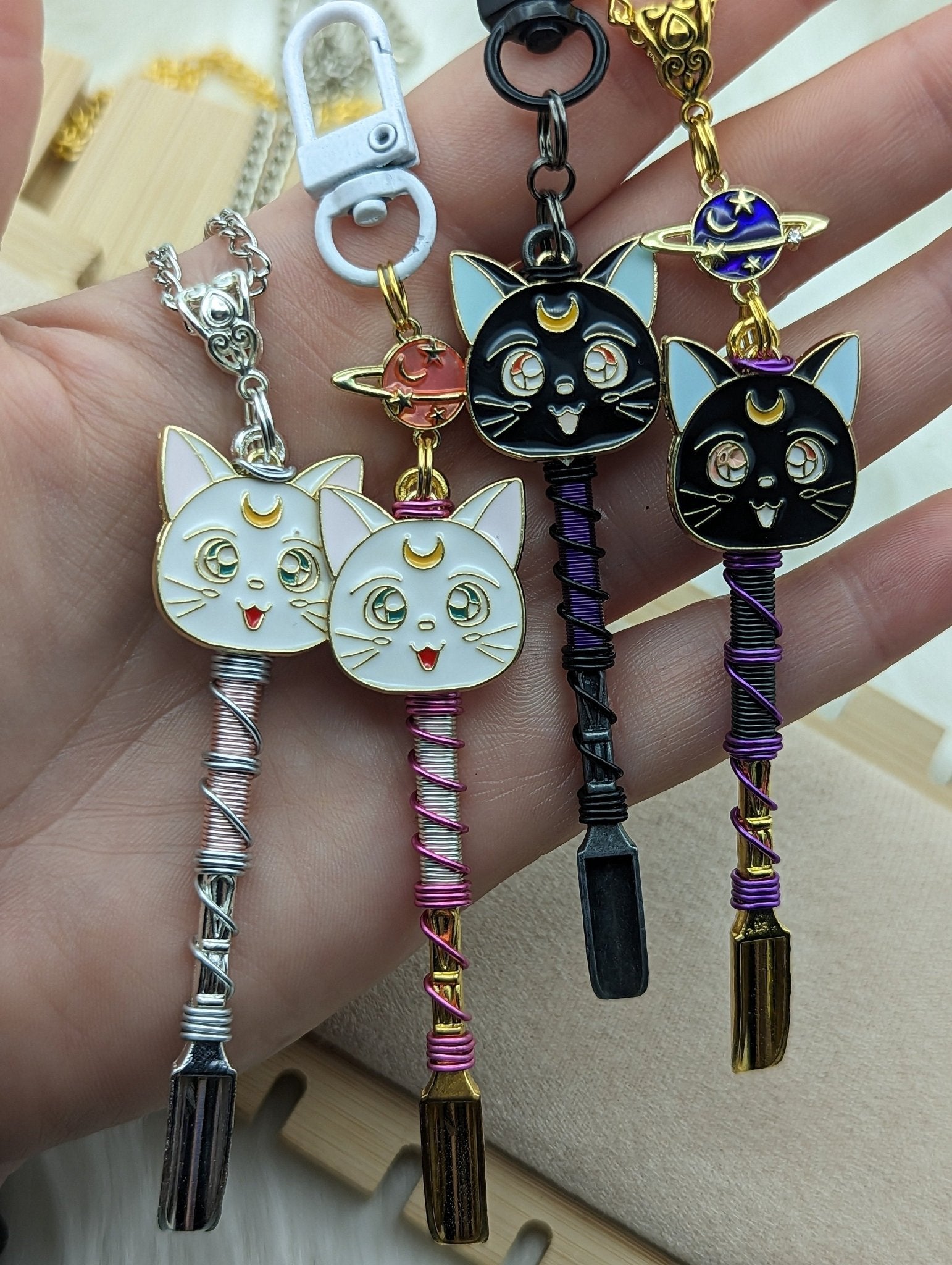 Detachable Moon Cat Wire Wrapped Little Spoons - Groove Spoons