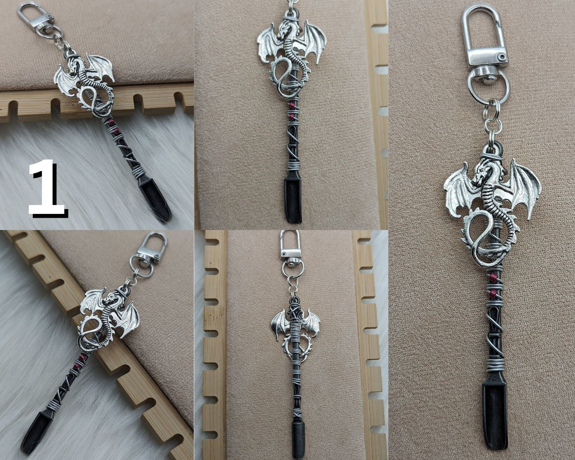 Dragon Wire Wrapped Mini Spoon Necklaces and Keychains - Groove Spoons