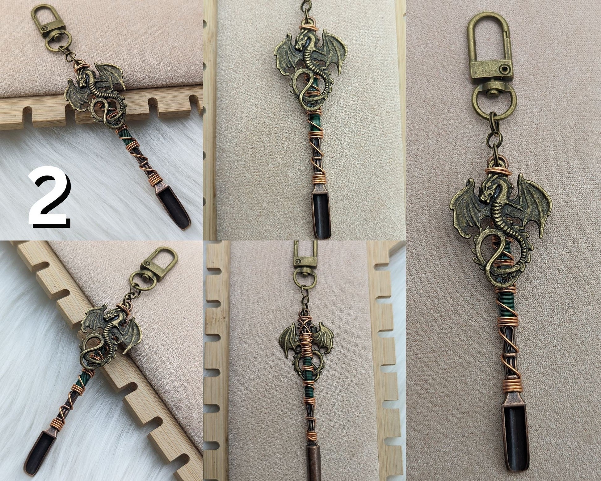 Dragon Wire Wrapped Mini Spoon Necklaces and Keychains - Groove Spoons