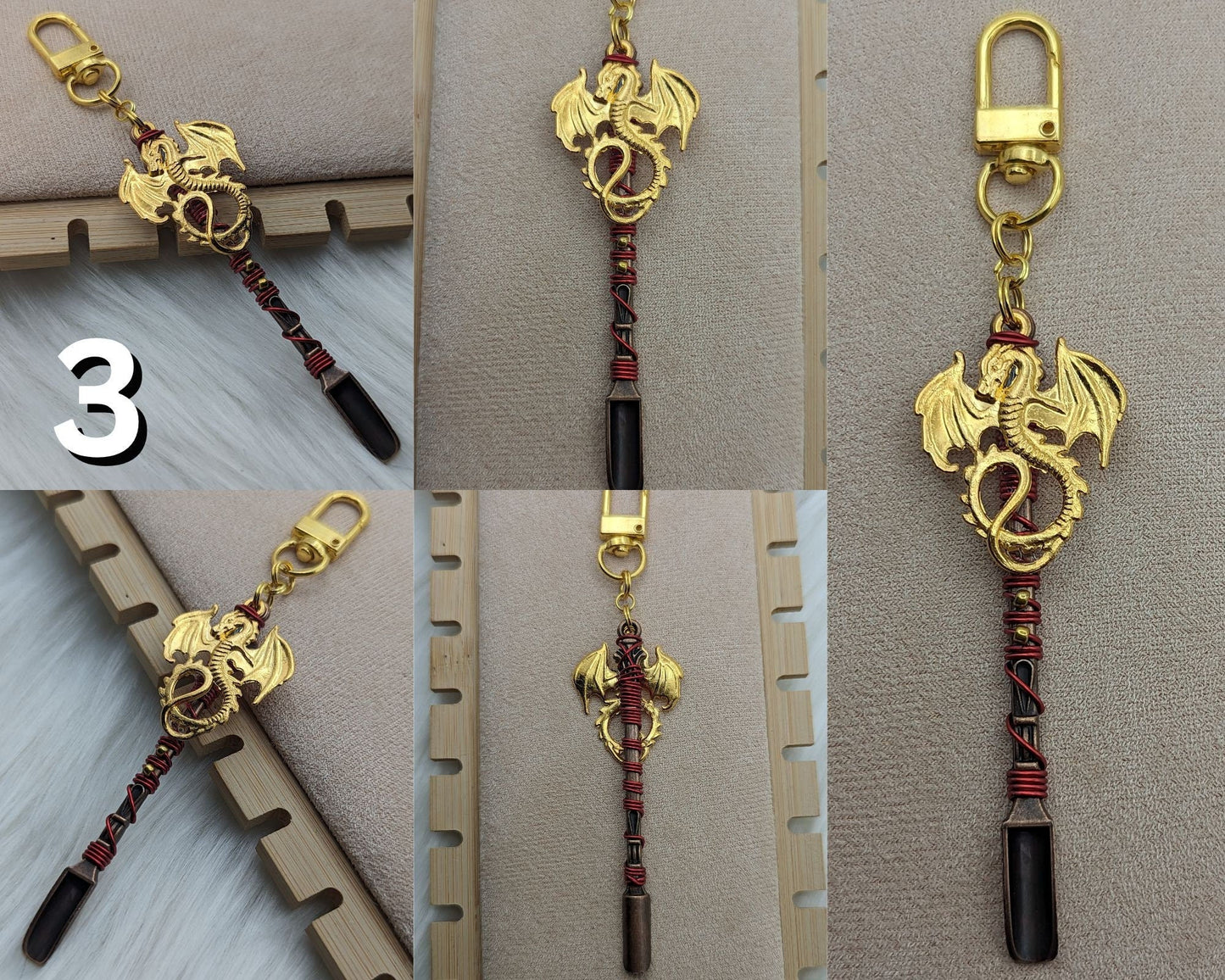 Dragon Wire Wrapped Mini Spoon Necklaces and Keychains - Groove Spoons