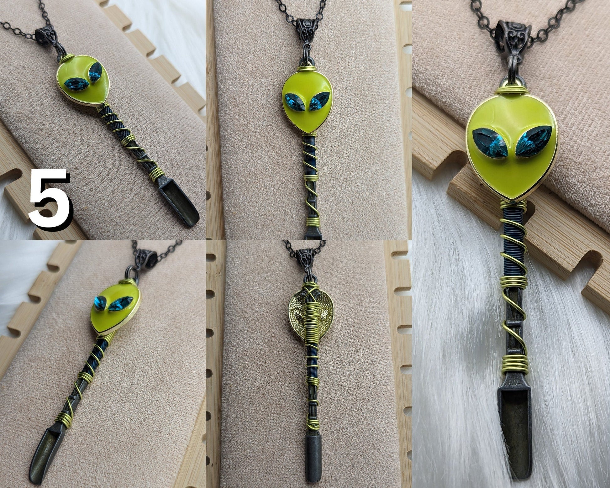 Jeweled Alien Wire Wrapped Mini Spoons - Groove Spoons