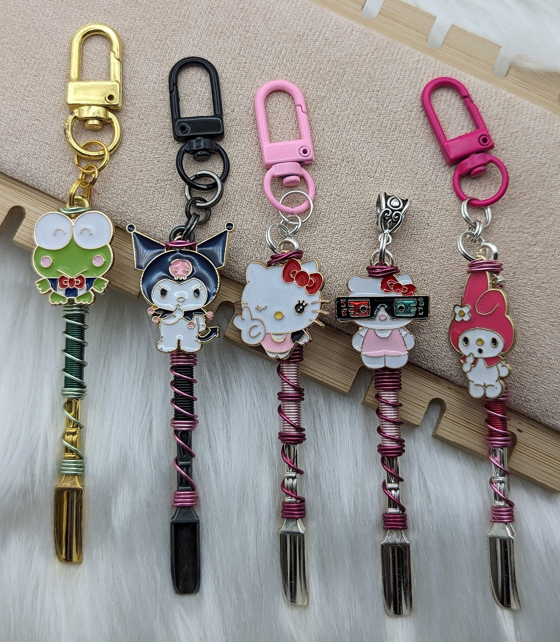 Kitty and Friends Wire Wrapped Mini Spoon Necklaces and Keychains - Groove Spoons