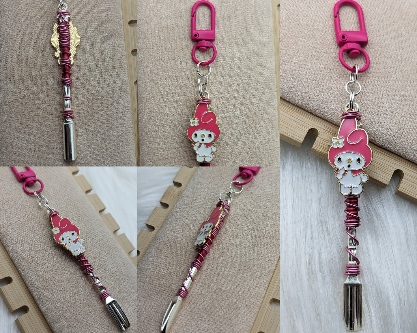 Kitty and Friends Wire Wrapped Mini Spoon Necklaces and Keychains - Groove Spoons