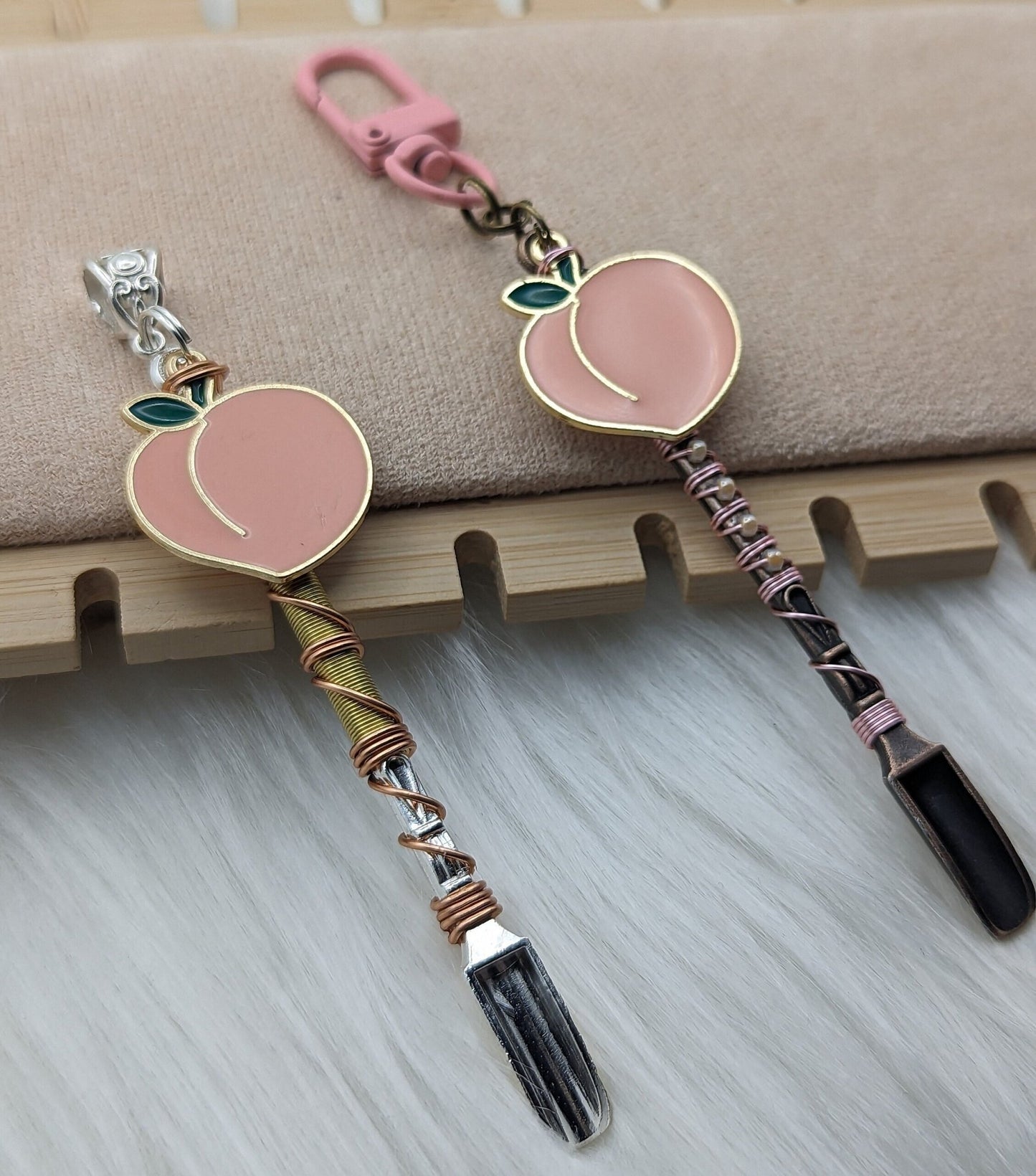 Peach Wire Wrapped Mini Spoons - Groove Spoons