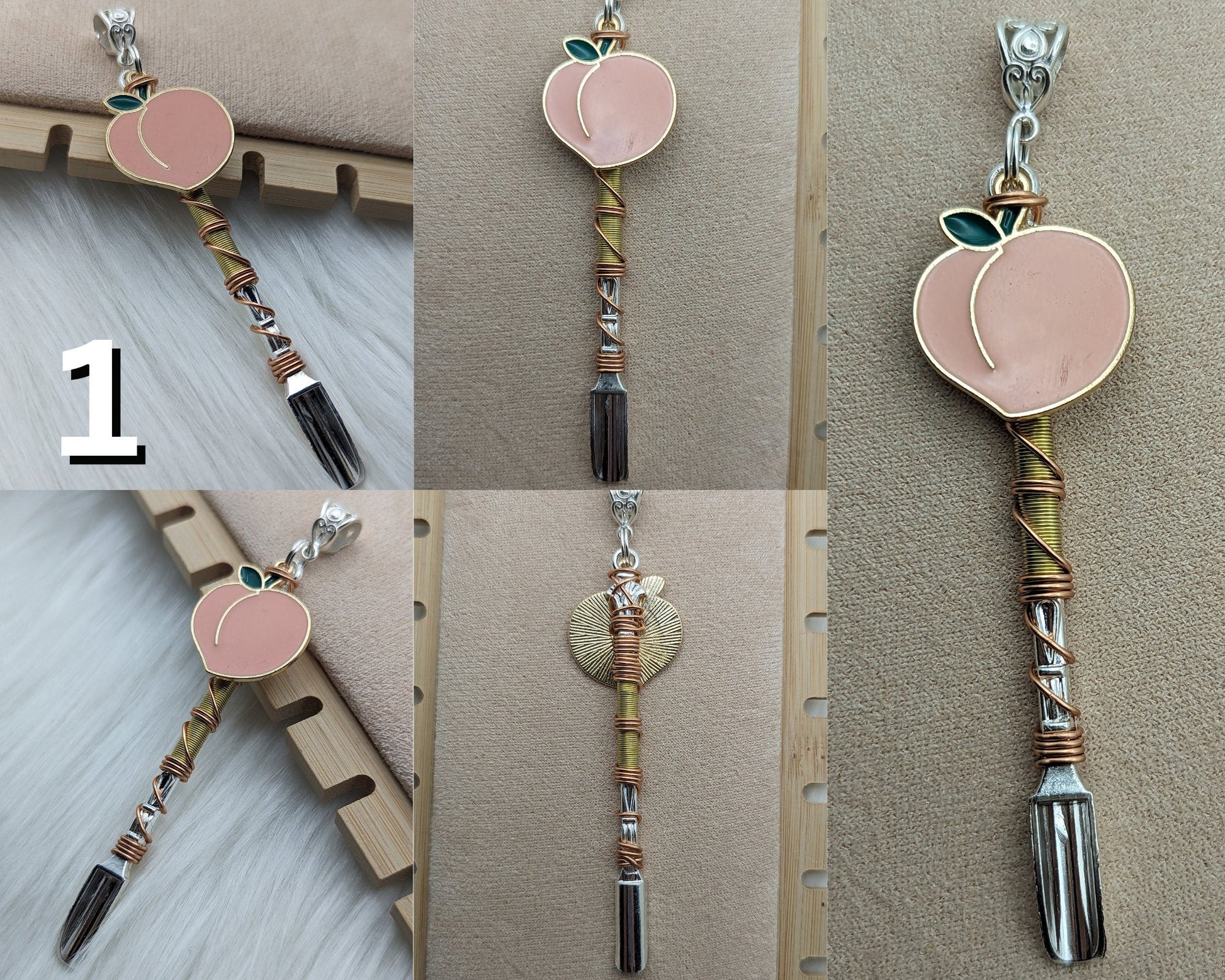 Peach Wire Wrapped Mini Spoons - Groove Spoons