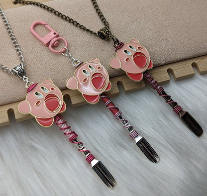 Pink Video Game Character Mini Spoon Necklace and Keychain - Groove Spoons