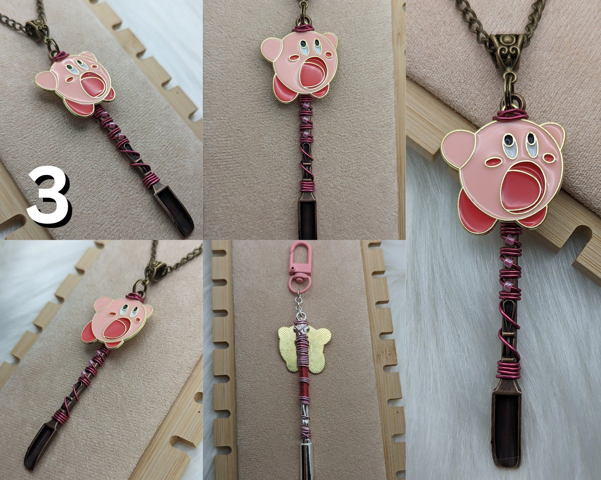 Pink Video Game Character Mini Spoon Necklace and Keychain - Groove Spoons