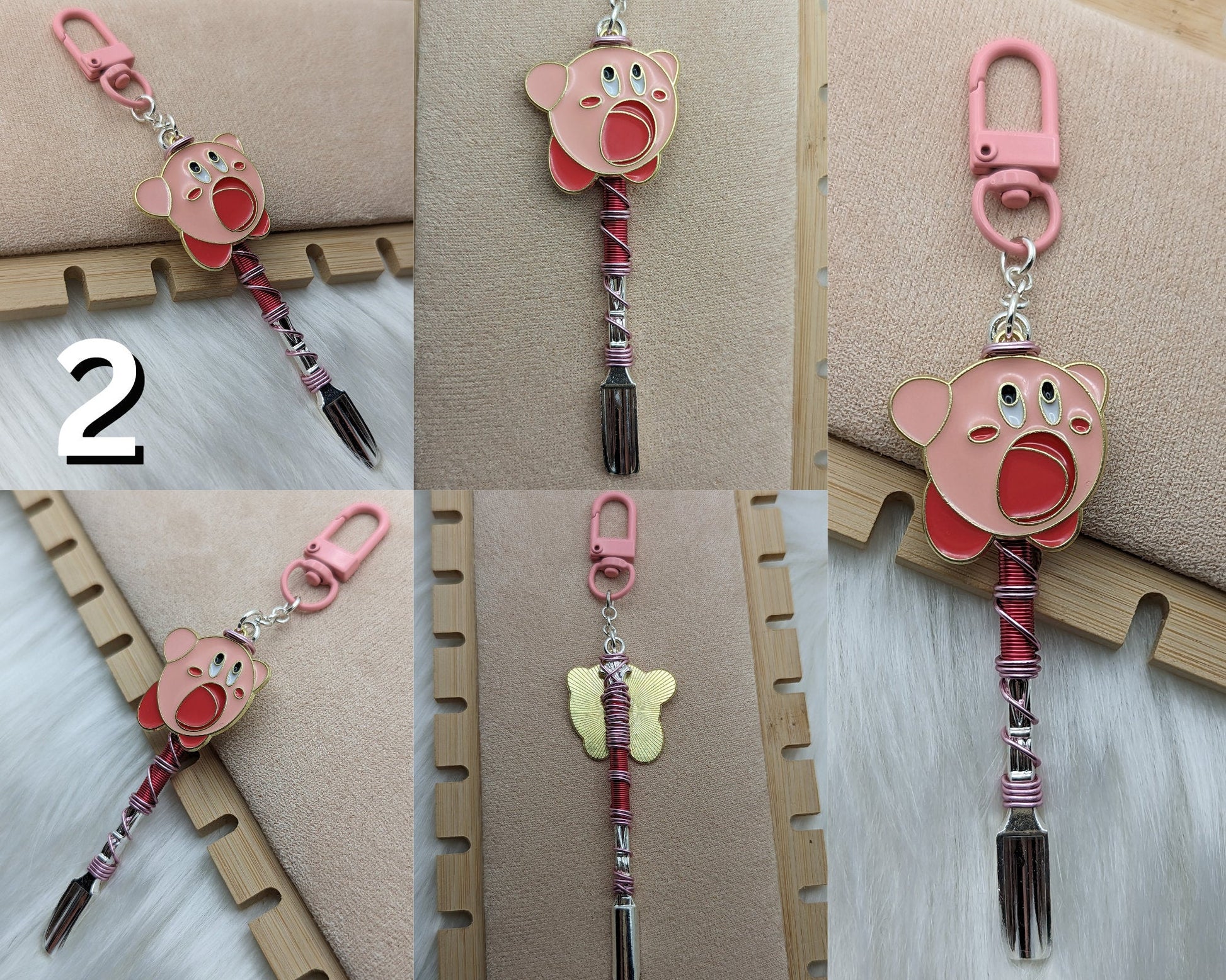 Pink Video Game Character Mini Spoon Necklace and Keychain - Groove Spoons