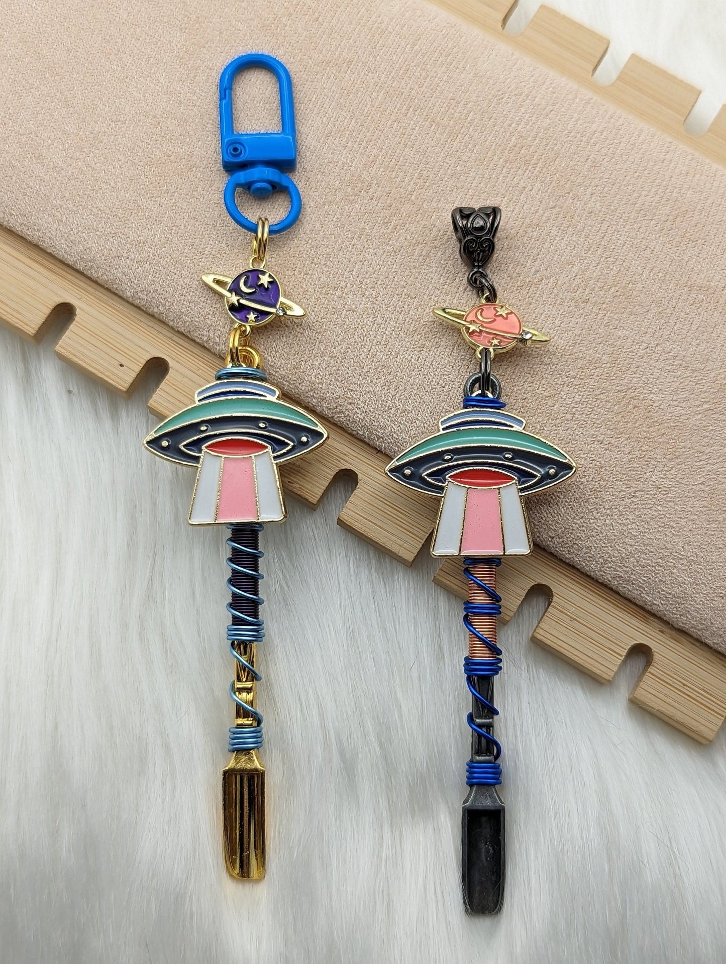 UFO Wire Wrapped Mini Spoon Necklaces and Keychains - Groove Spoons