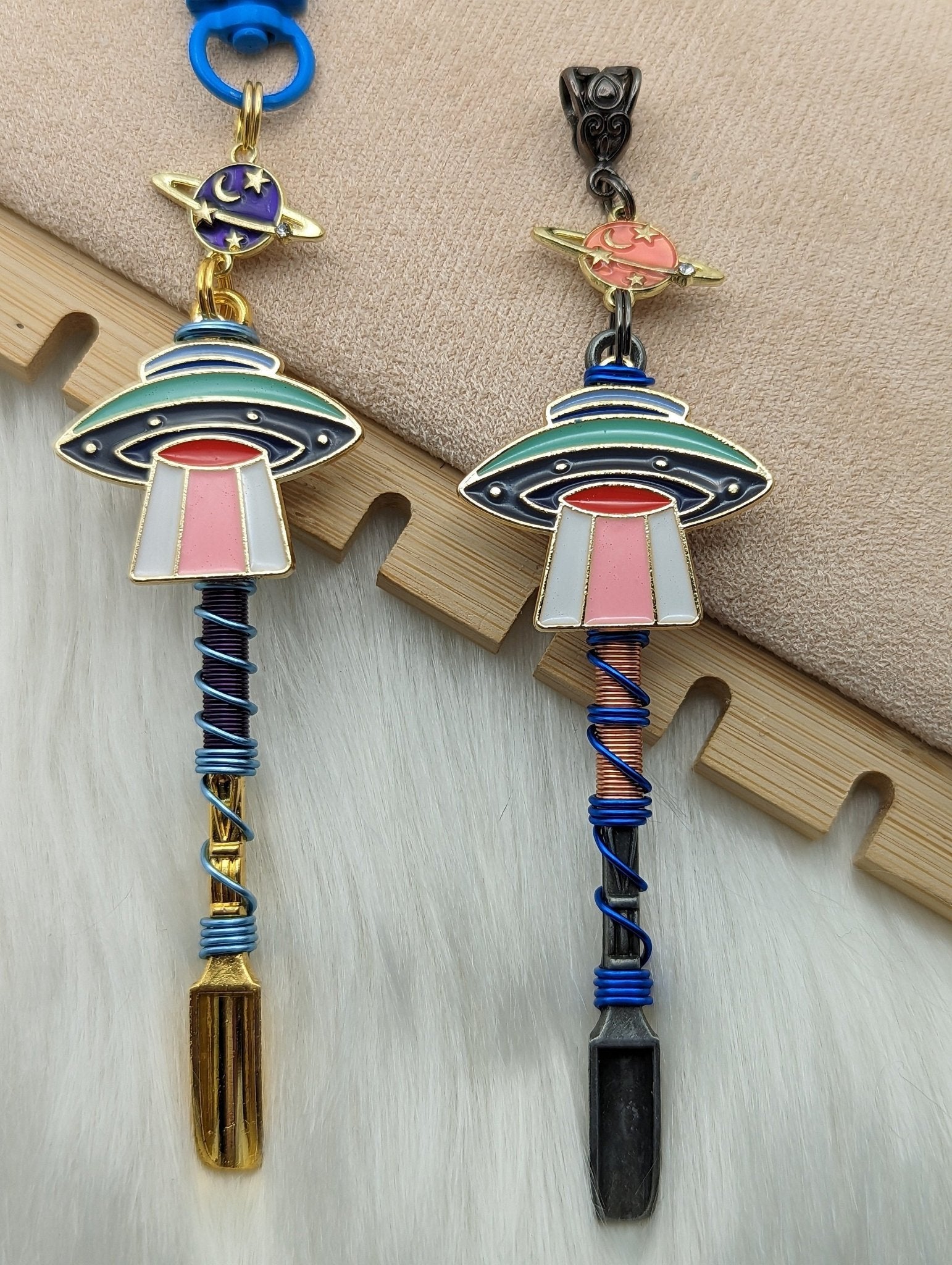 UFO Wire Wrapped Mini Spoon Necklaces and Keychains - Groove Spoons
